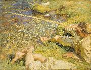 John Singer Sargent A Man Fishing painting